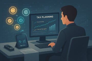 Crypto tax planning with gas fee deductions lowering projected tax liability.