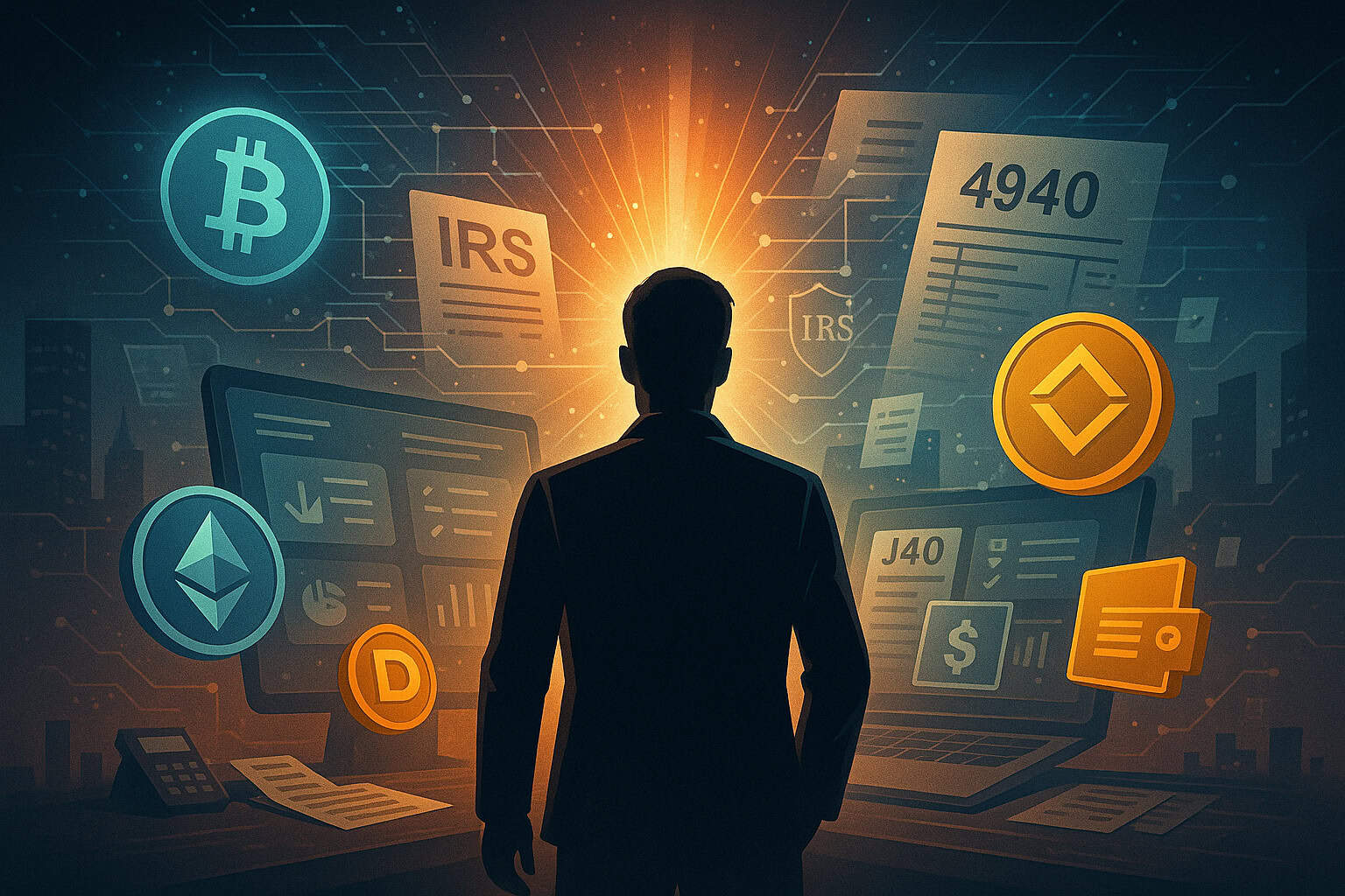 Crypto tax professional navigating blockchain reporting and IRS compliance.