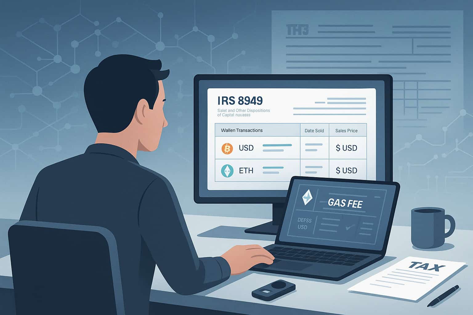 Crypto tax filing with wallet transactions and Form 8949.
