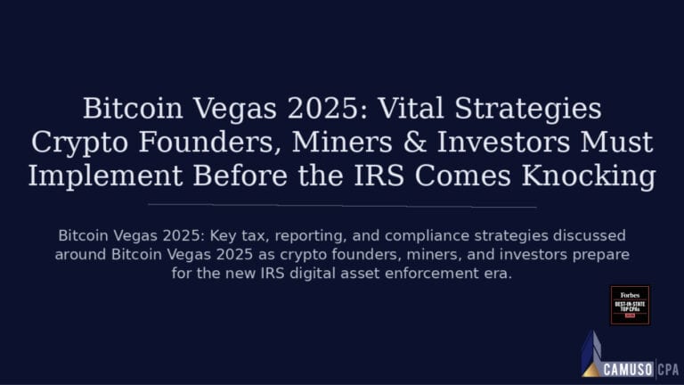 Bitcoin Vegas 2025: Vital Strategies Crypto Founders, Miners & Investors Must Implement Before the IRS Comes Knocking