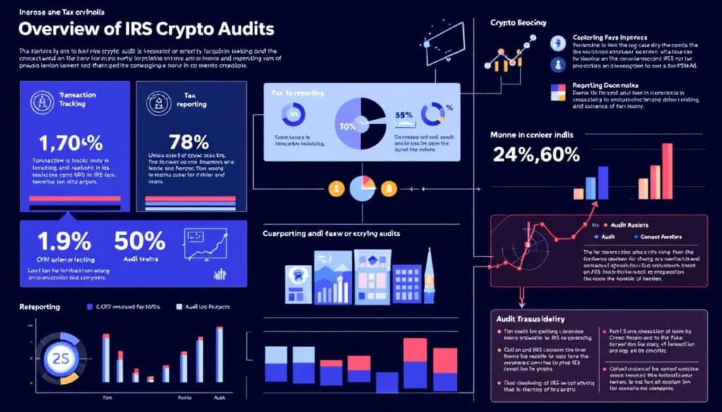 An overview of IRS crypto audits with charts and graphs.