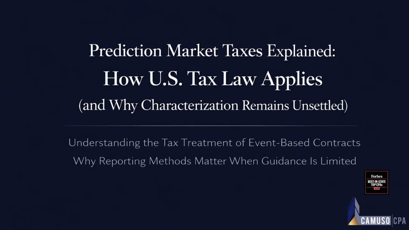 Prediction Market Taxes Explained: How U.S. Tax Law Applies (and Why Characterization Remains Unsettled)