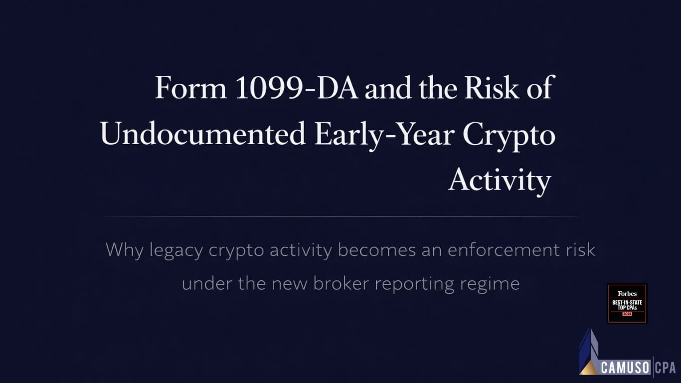 Form 1099-DA and the Risk of Undocumented Early-Year Crypto Activity