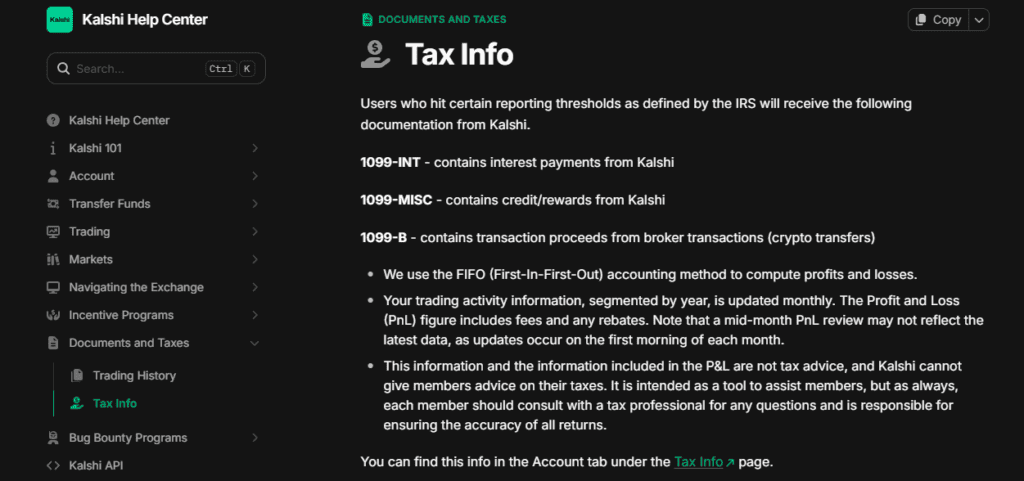 Kalsh Tax Reporting 1099 Information