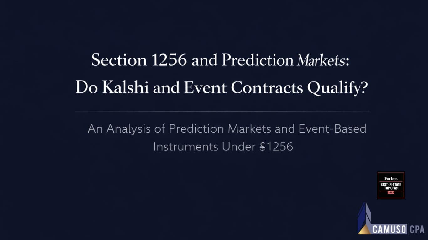 Section 1256 and Prediction Markets: Do Kalshi and Event Contracts Qualify?