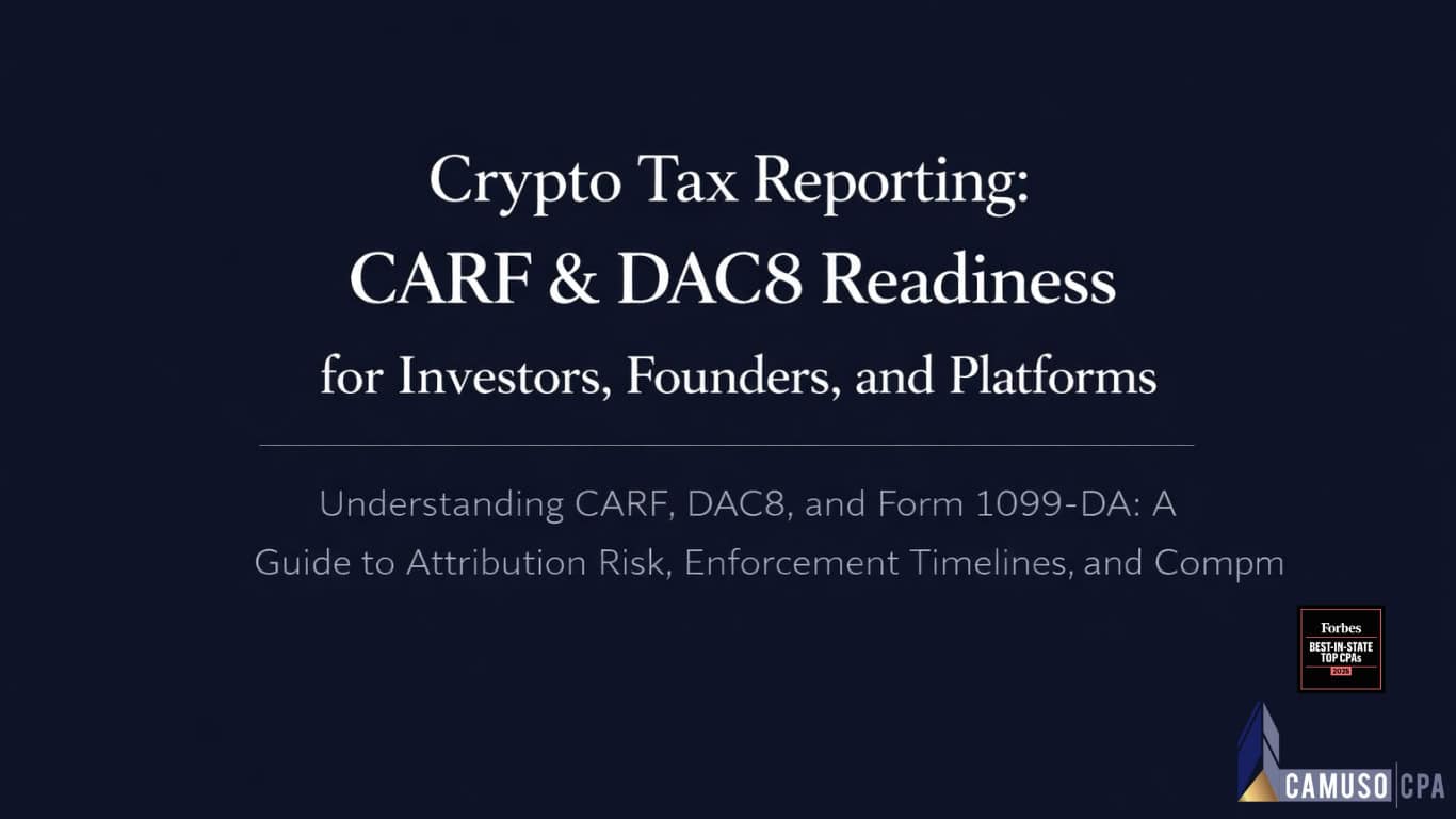 Crypto Tax Reporting: CARF & DAC8 Readiness for Investors, Founders, and Platforms
