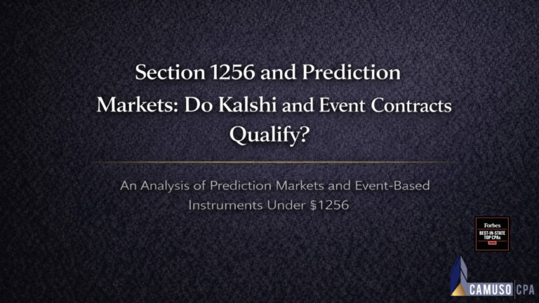 Section 1256 and Prediction Markets: Do Kalshi and Event Contracts Qualify?