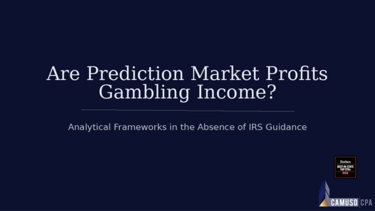 Are Prediction Market Profits Gambling Income?