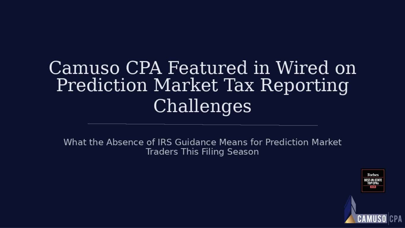 Camuso CPA Featured in Wired on Prediction Market Tax Reporting Challenges