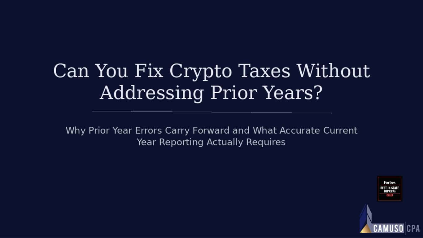 Can You Fix Crypto Taxes Without Addressing Prior Years?