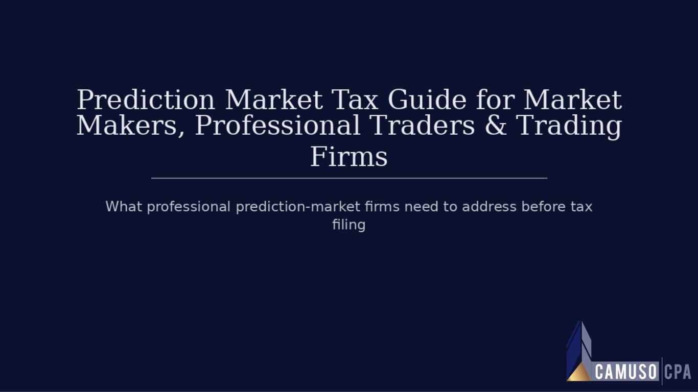 Prediction Market Tax Guide for Market Makers, Professional Traders & Trading Firms