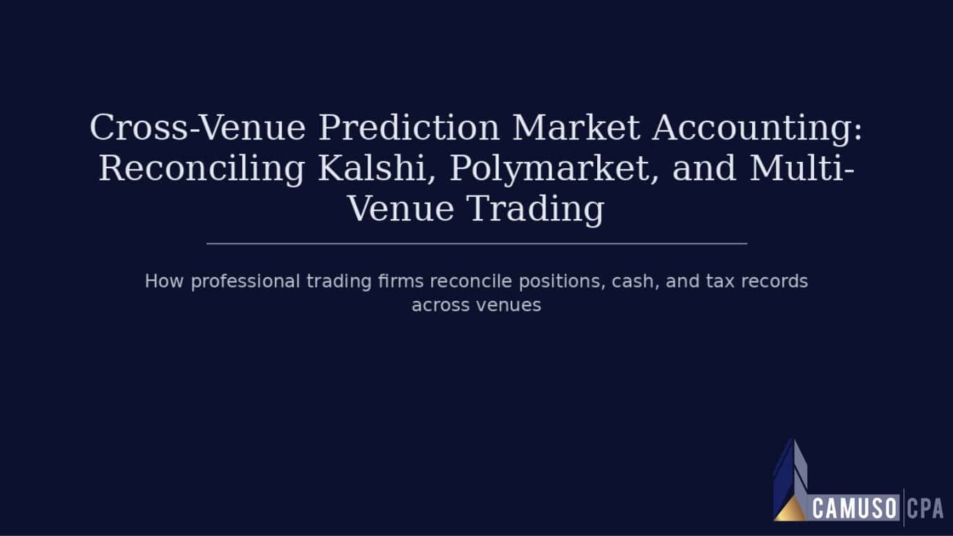 Cross-Venue Prediction Market Accounting: Reconciling Kalshi, Polymarket.com, and Multi-Venue Trading
