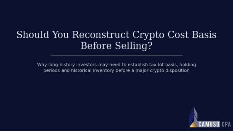 Should You Reconstruct Your Crypto Cost Basis Before Selling a Large Position?